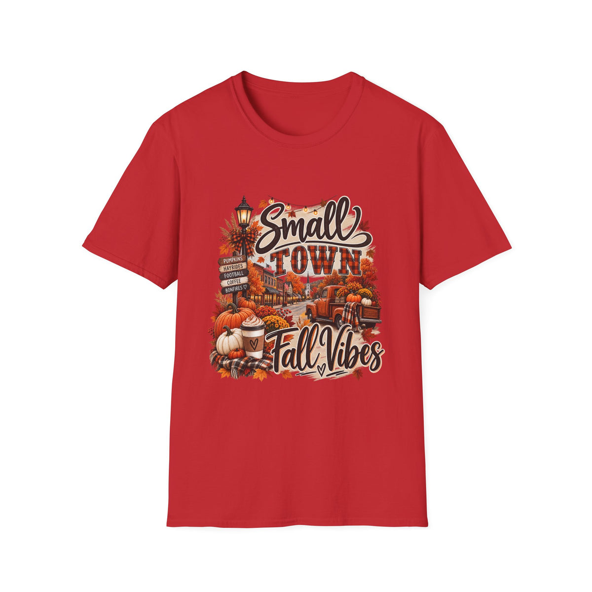 Small Town Fall Vibes T-Shirt — Cozy Autumn Graphic Tee