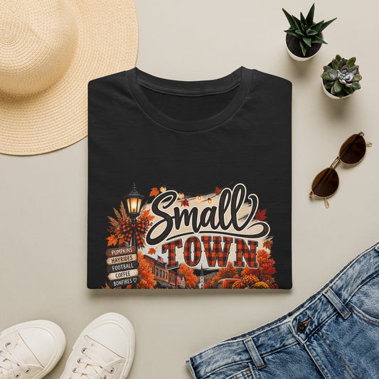 Small Town Fall Vibes T-Shirt — Cozy Autumn Graphic Tee