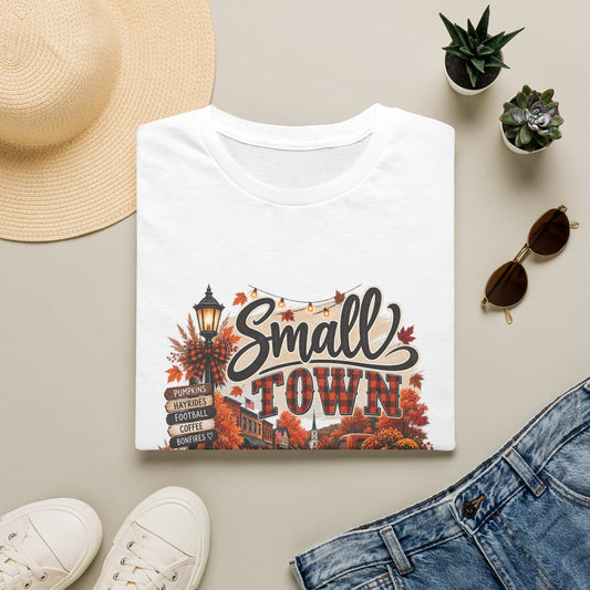Small Town Fall Vibes T-Shirt — Cozy Autumn Graphic Tee