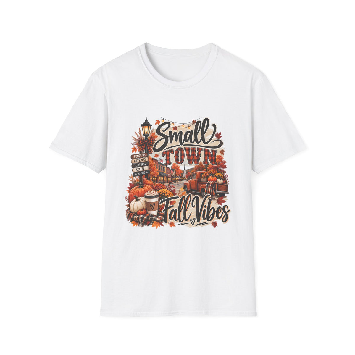 Small Town Fall Vibes T-Shirt — Cozy Autumn Graphic Tee
