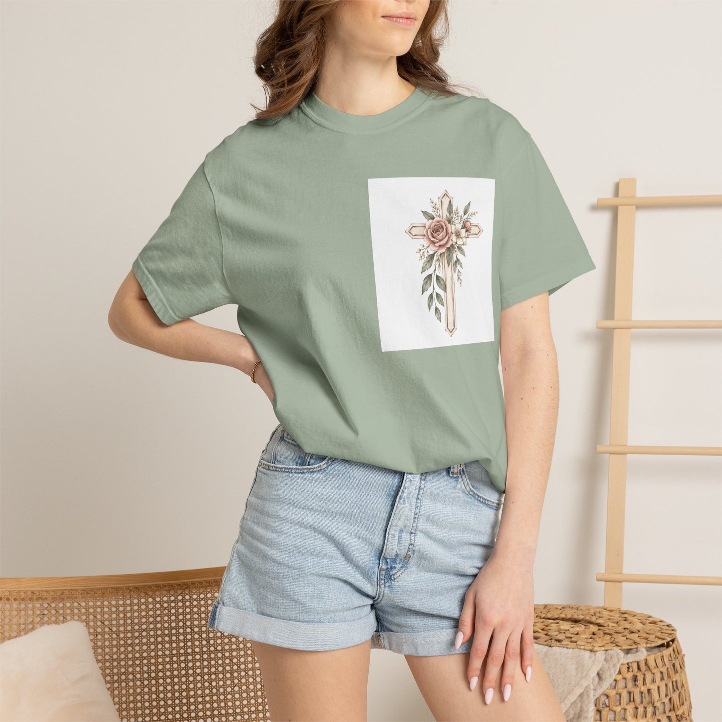 Pray Through It T-Shirt — Floral Cross Faith Tee