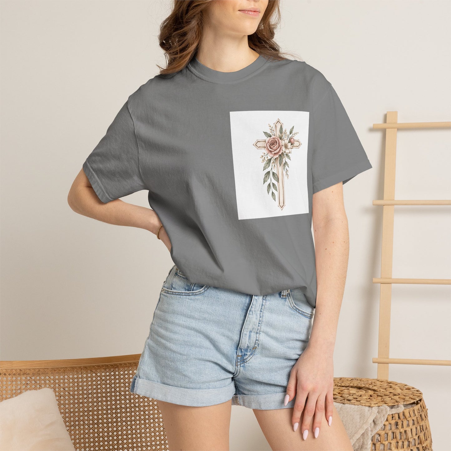 Pray Through It T-Shirt — Floral Cross Faith Tee