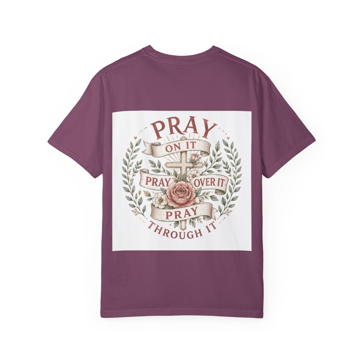 Pray Through It T-Shirt — Floral Cross Faith Tee