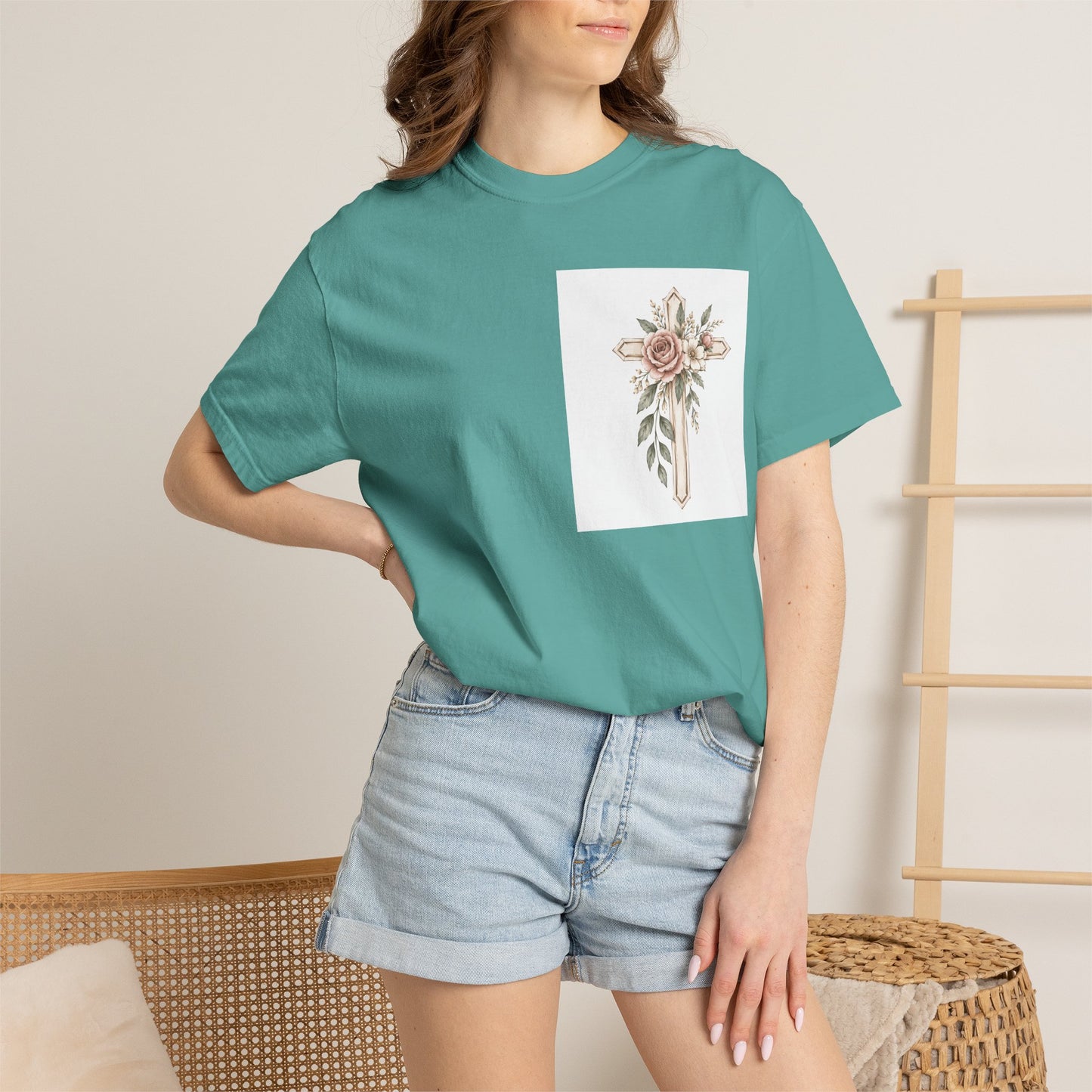 Pray Through It T-Shirt — Floral Cross Faith Tee