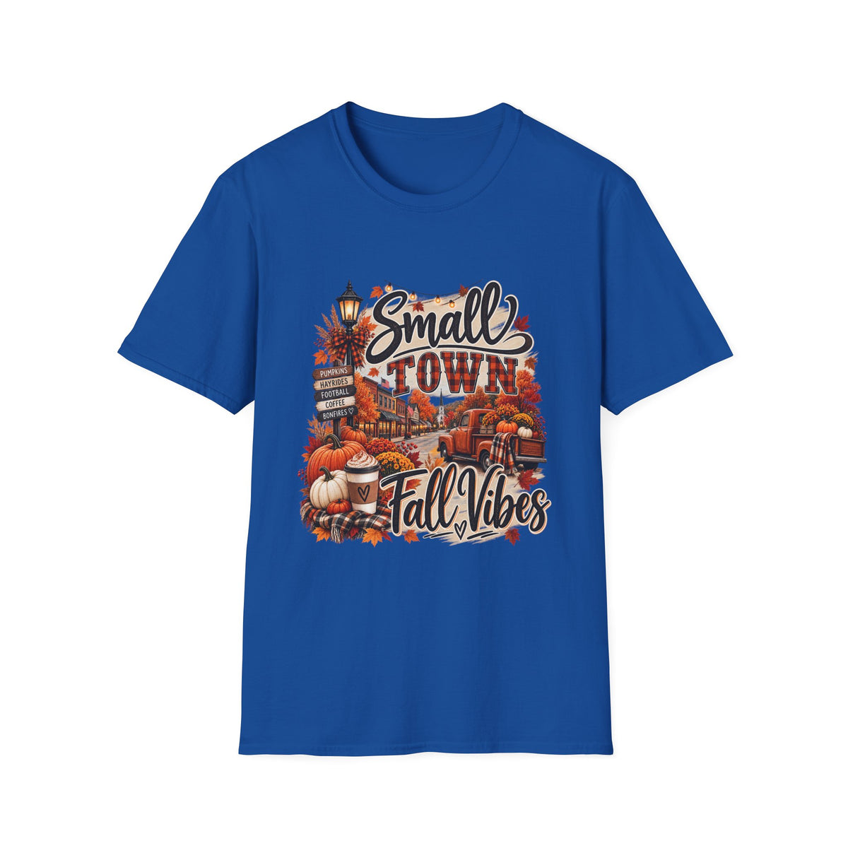 Small Town Fall Vibes T-Shirt — Cozy Autumn Graphic Tee
