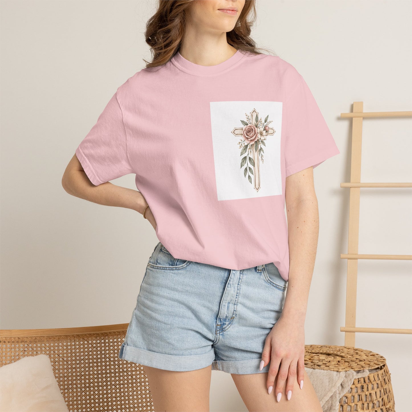 Pray Through It T-Shirt — Floral Cross Faith Tee