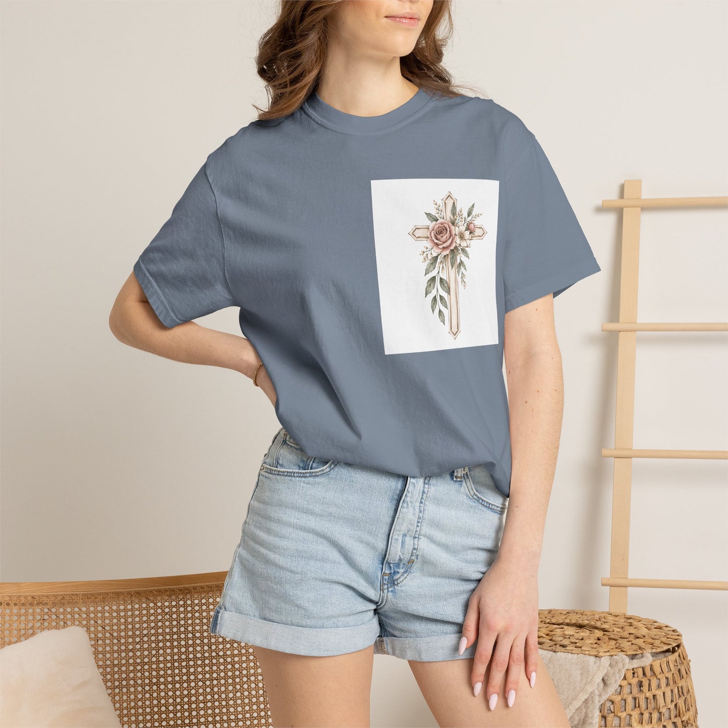 Pray Through It T-Shirt — Floral Cross Faith Tee