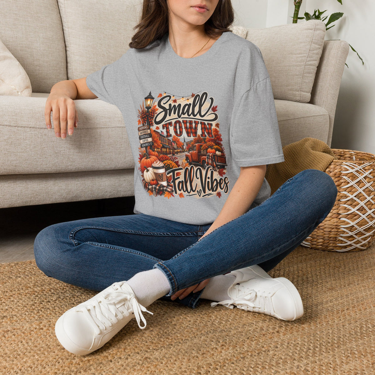 Small Town Fall Vibes T-Shirt — Cozy Autumn Graphic Tee