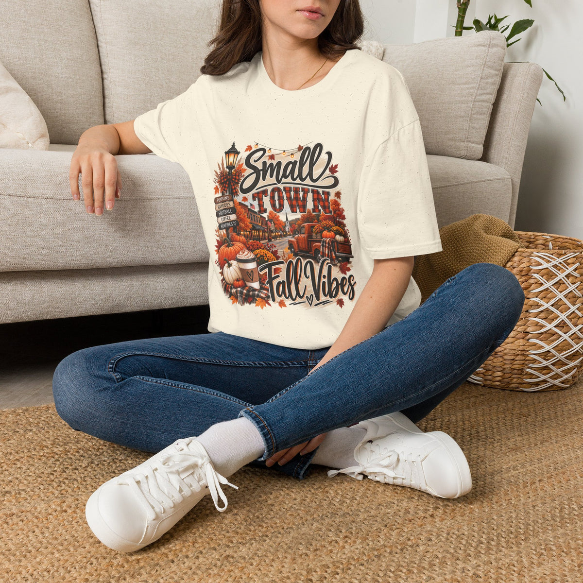Small Town Fall Vibes T-Shirt — Cozy Autumn Graphic Tee