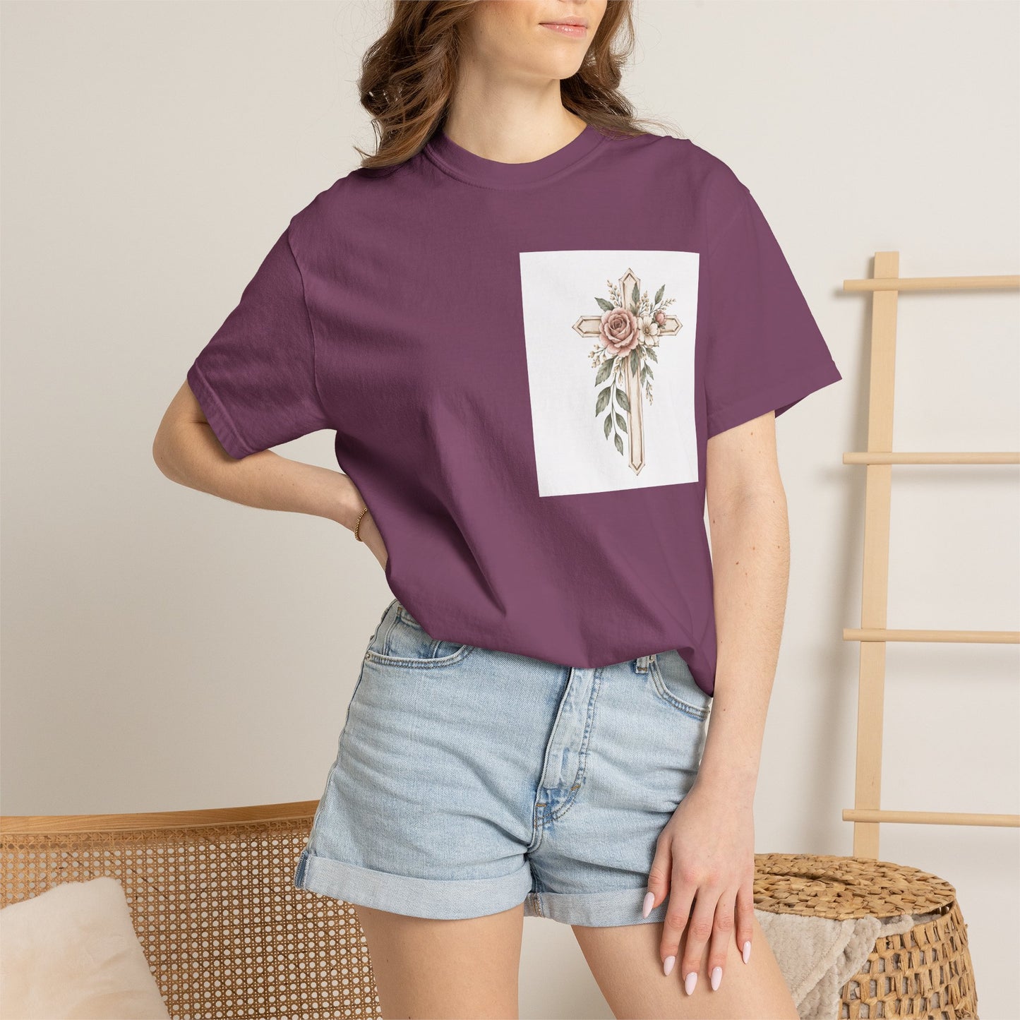 Pray Through It T-Shirt — Floral Cross Faith Tee