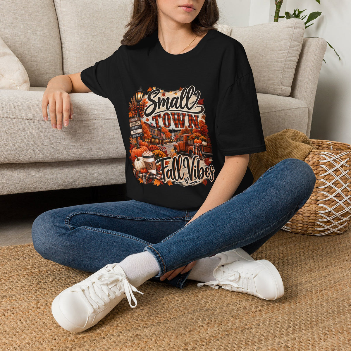 Small Town Fall Vibes T-Shirt — Cozy Autumn Graphic Tee