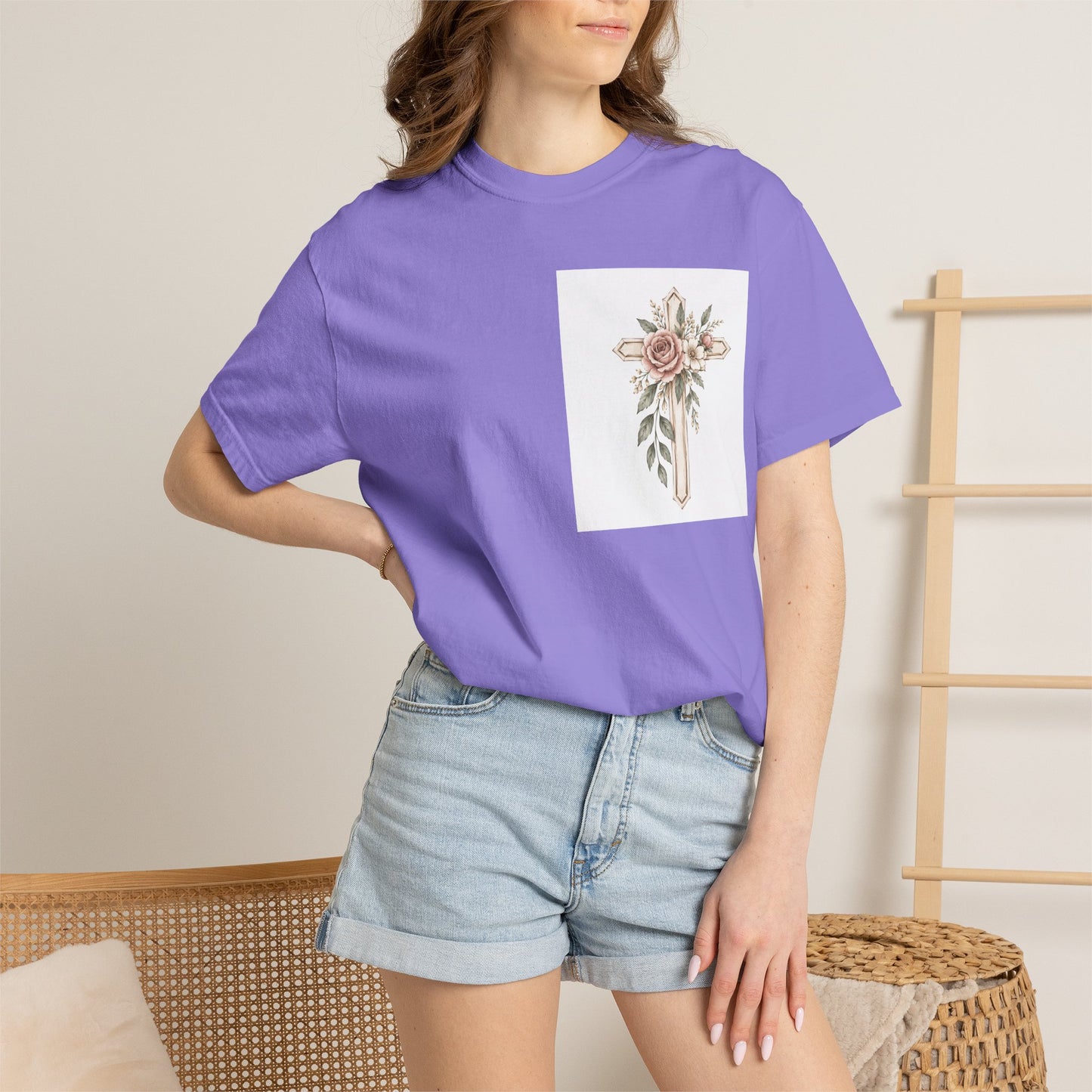 Pray Through It T-Shirt — Floral Cross Faith Tee
