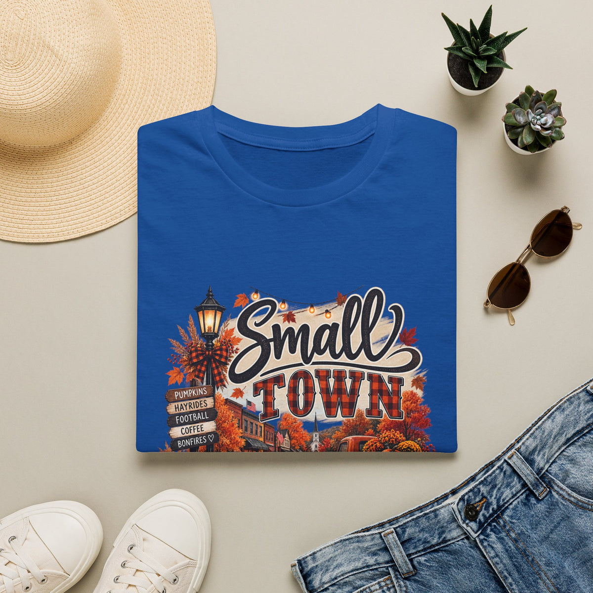 Small Town Fall Vibes T-Shirt — Cozy Autumn Graphic Tee