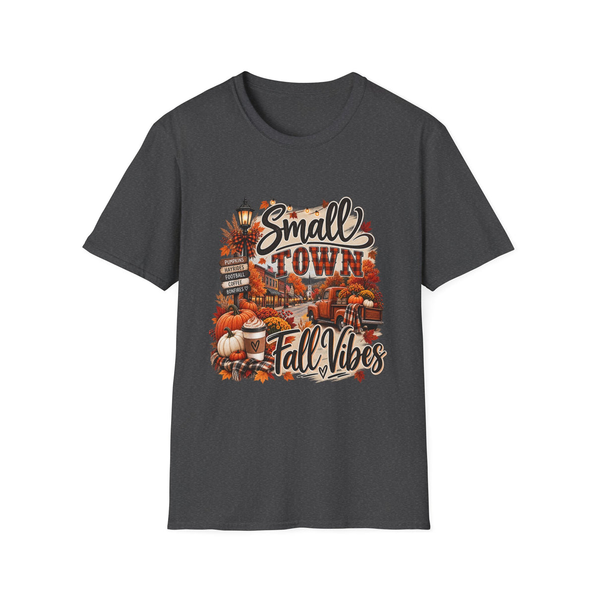 Small Town Fall Vibes T-Shirt — Cozy Autumn Graphic Tee