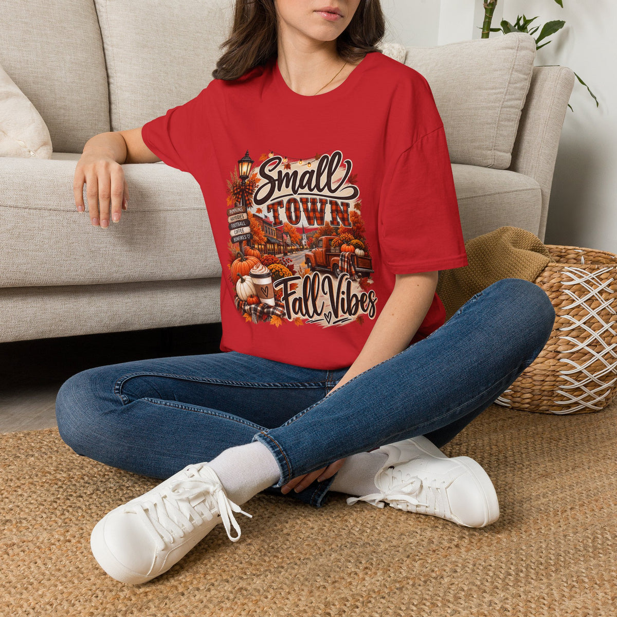 Small Town Fall Vibes T-Shirt — Cozy Autumn Graphic Tee