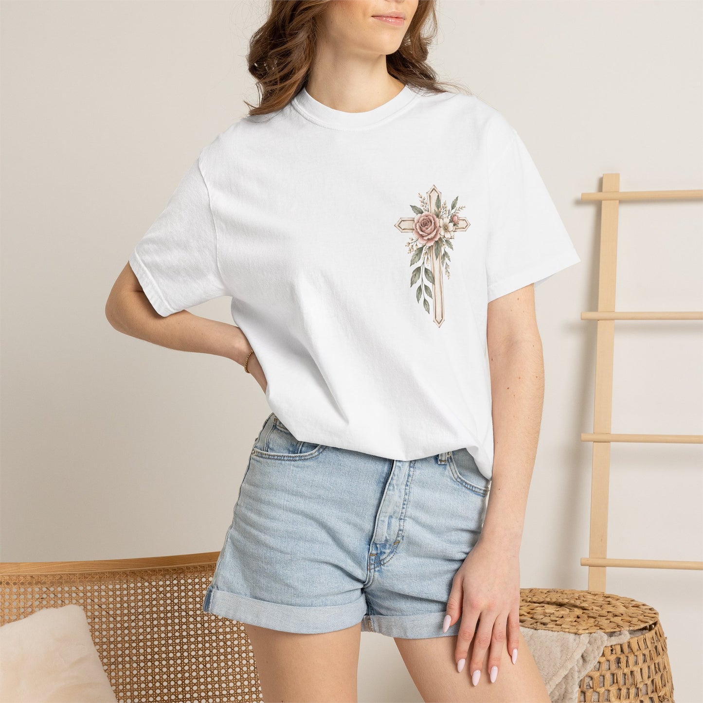 Pray Through It T-Shirt — Floral Cross Faith Tee