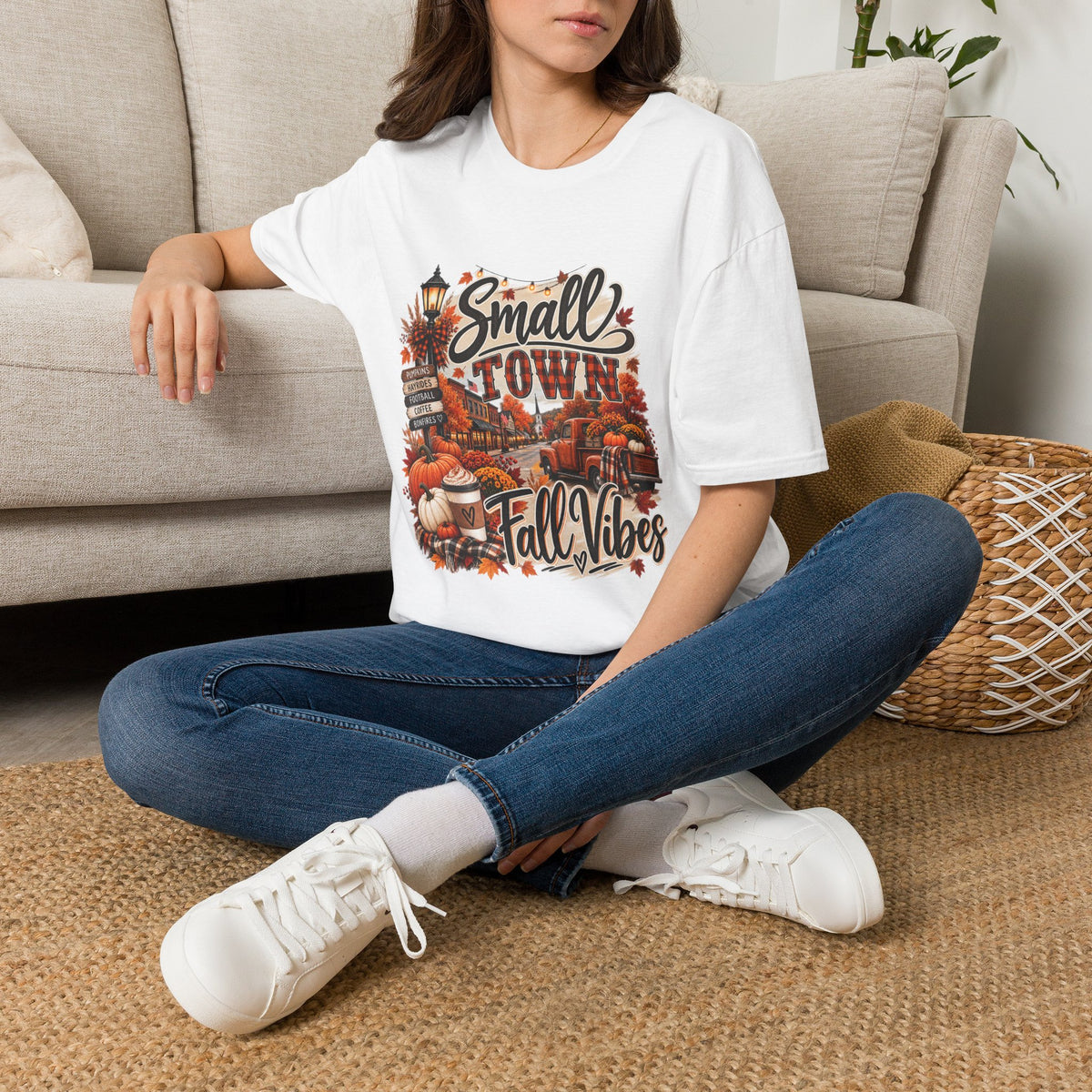 Small Town Fall Vibes T-Shirt — Cozy Autumn Graphic Tee